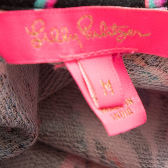 Lilly Pulitzer Jansen Sweatshirt Onyx Twilight Coral Black Multicolor Medium New - Picture 4 of 8
